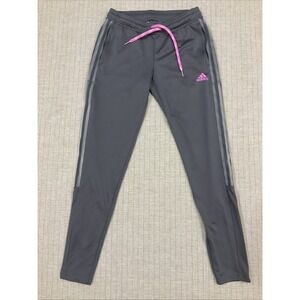 Adidas Track Pants Women's Gray Zipper Tapered Pink XS